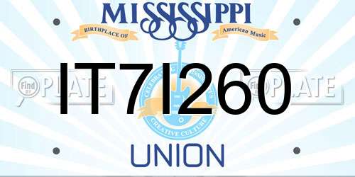 IT7I260 Mississippi License Plate