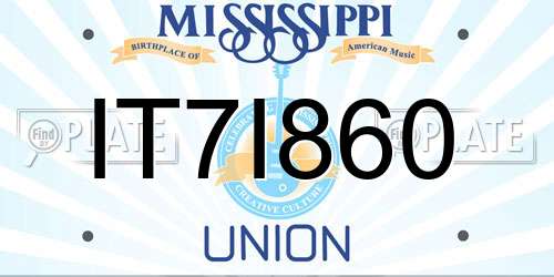 IT7I860 Mississippi License Plate