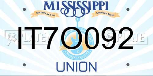 IT7O092 Mississippi License Plate