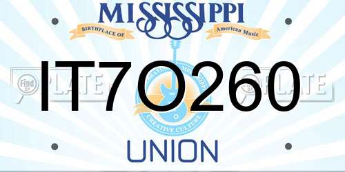 IT7O260 Mississippi License Plate