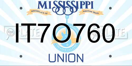 IT7O760 Mississippi License Plate
