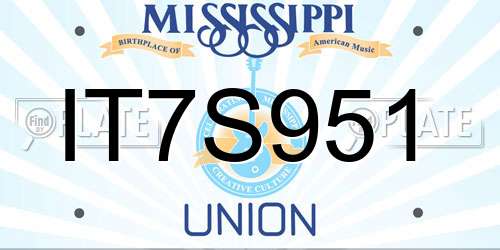 IT7S951 Mississippi License Plate