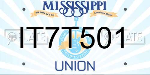 IT7T501 Mississippi License Plate