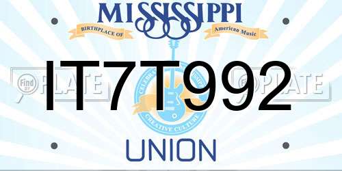 IT7T992 Mississippi License Plate