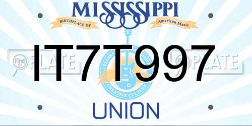 IT7T997 Mississippi License Plate