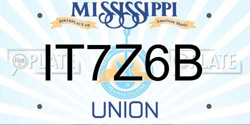 IT7Z6B Mississippi License Plate