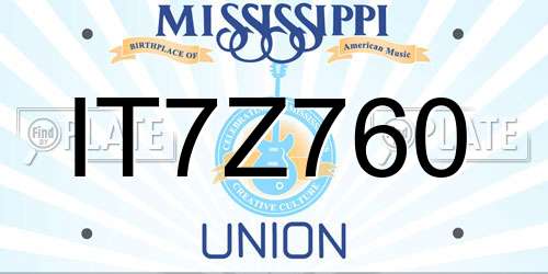 IT7Z760 Mississippi License Plate