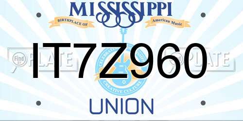 IT7Z960 Mississippi License Plate