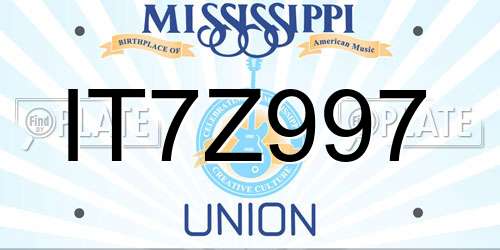 IT7Z997 Mississippi License Plate