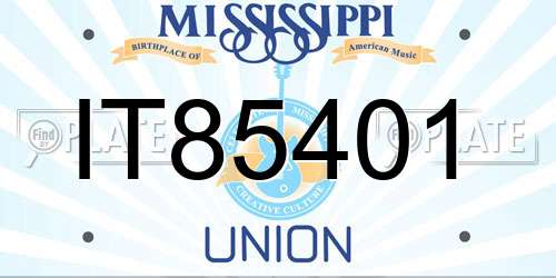 IT85401 Mississippi License Plate
