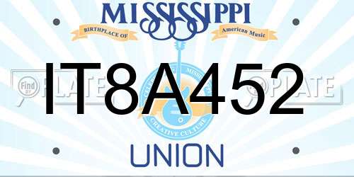 IT8A452 Mississippi License Plate
