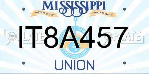 IT8A457 Mississippi License Plate