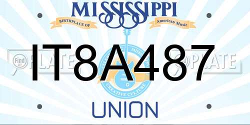 IT8A487 Mississippi License Plate