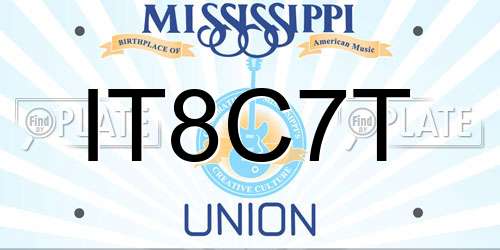 IT8C7T Mississippi License Plate