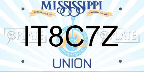 IT8C7Z Mississippi License Plate