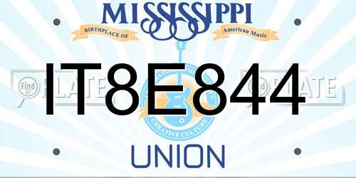 IT8E844 Mississippi License Plate