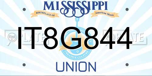 IT8G844 Mississippi License Plate