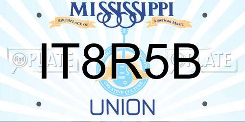 IT8R5B Mississippi License Plate