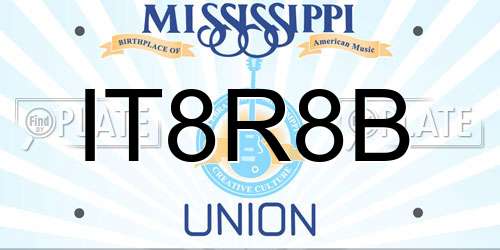 IT8R8B Mississippi License Plate