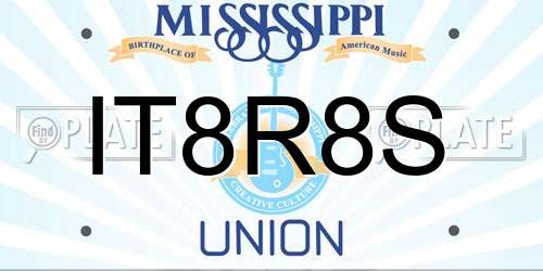 IT8R8S Mississippi License Plate