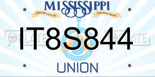IT8S844 Mississippi License Plate
