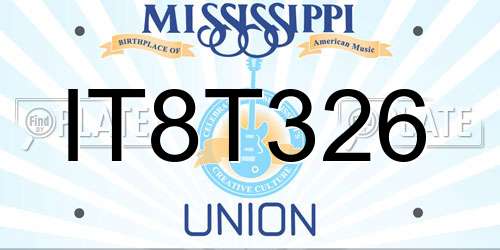 IT8T326 Mississippi License Plate