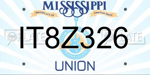 IT8Z326 Mississippi License Plate