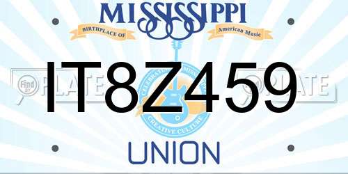 IT8Z459 Mississippi License Plate