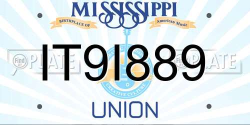 IT9I889 Mississippi License Plate