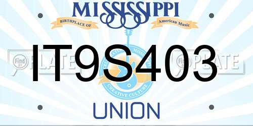 IT9S403 Mississippi License Plate