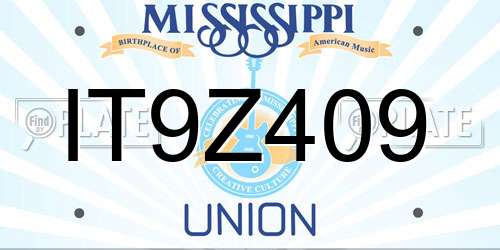 IT9Z409 Mississippi License Plate