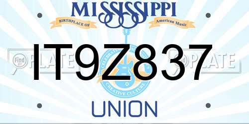 IT9Z837 Mississippi License Plate