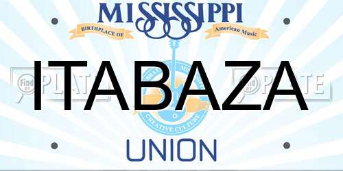 ITABAZA Mississippi License Plate