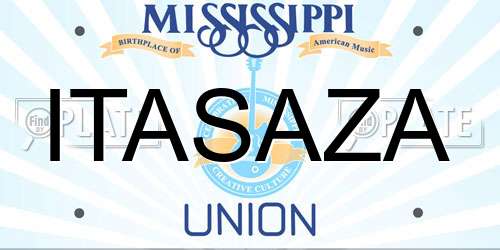 ITASAZA Mississippi License Plate