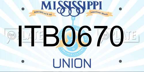 ITB0670 Mississippi License Plate