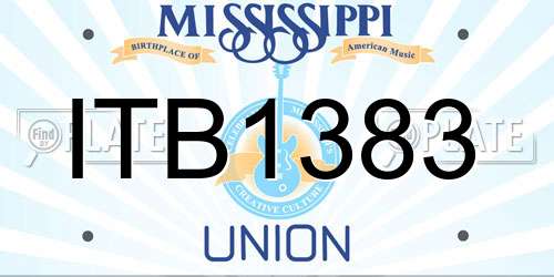 ITB1383 Mississippi License Plate