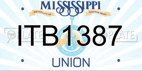 ITB1387 Mississippi License Plate