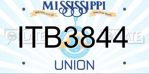 ITB3844 Mississippi License Plate