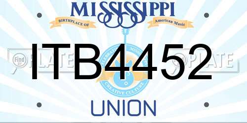 ITB4452 Mississippi License Plate
