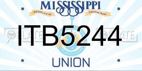 ITB5244 Mississippi License Plate