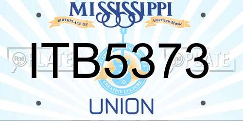 ITB5373 Mississippi License Plate