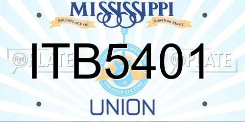 ITB5401 Mississippi License Plate