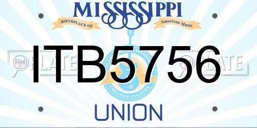 ITB5756 Mississippi License Plate