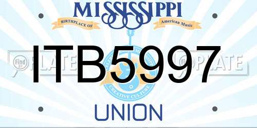 ITB5997 Mississippi License Plate