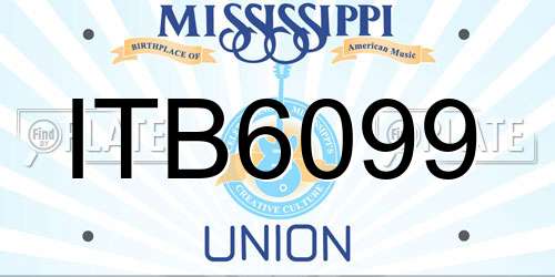 ITB6099 Mississippi License Plate