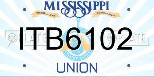 ITB6102 Mississippi License Plate