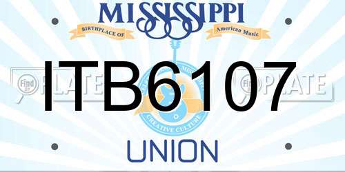 ITB6107 Mississippi License Plate