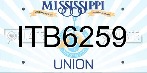 ITB6259 Mississippi License Plate
