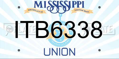 ITB6338 Mississippi License Plate