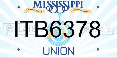ITB6378 Mississippi License Plate